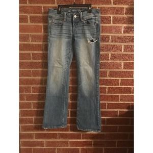 American Eagle Womens Slim Bootcut Jeans Distressed Size 2